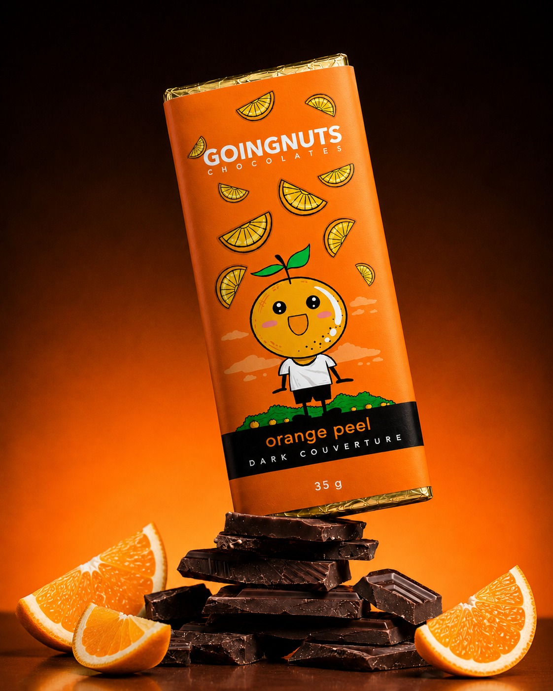 GoingNuts orange peel dark chocolate bar