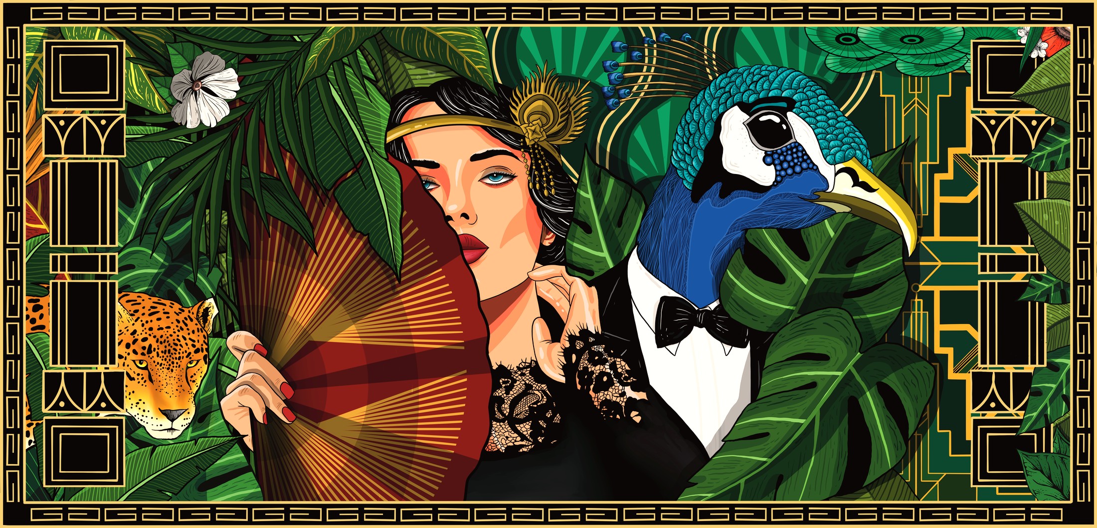 One Night in Bangkok mural artwork, flat illustration detail